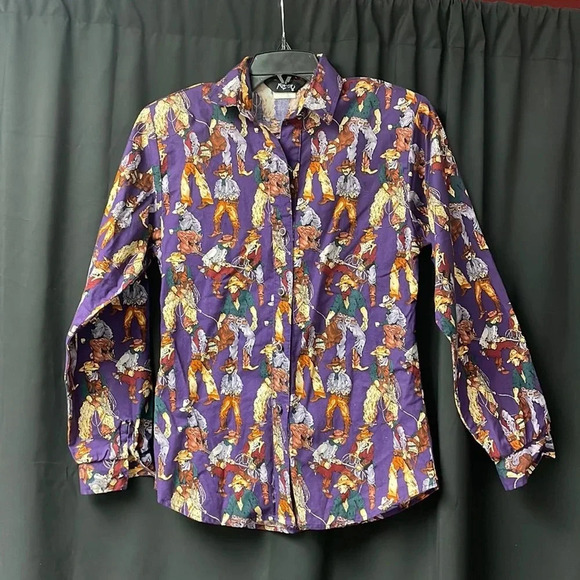 Vintage Roper Graphic Cowboy Silloette Button‎ Down Blouse S - Picture 1 of 4